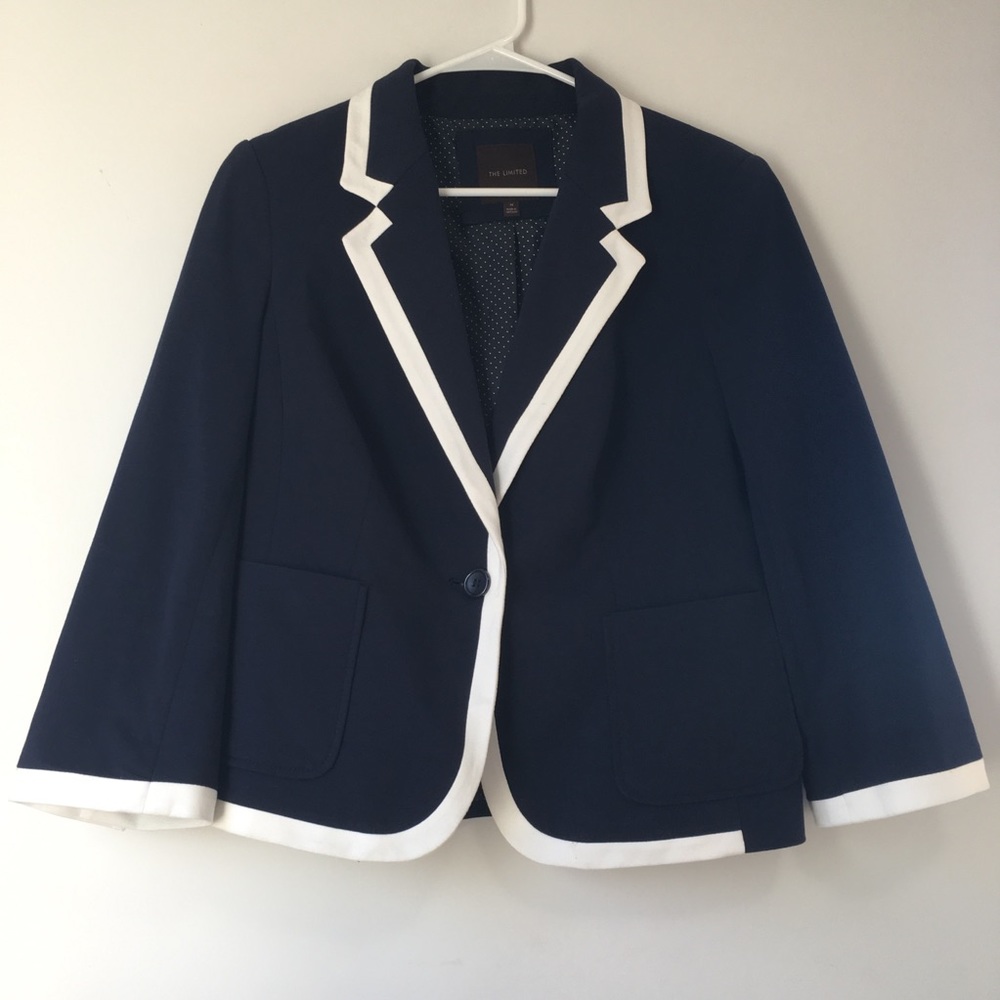 The Limited Navy Blazer with White Trim